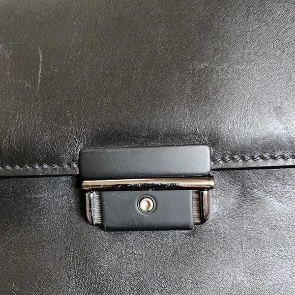 COLE HAAN BRIEFCASE BLACK LEATHER SCHOOL BOY CROSSBODY MESSENGER BAG Attaché
